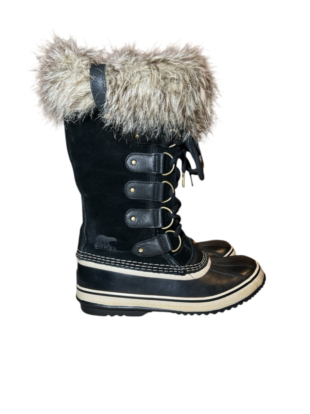Sorel Joan of Arctic black faux fur lined waterproof boots Size US 8 women